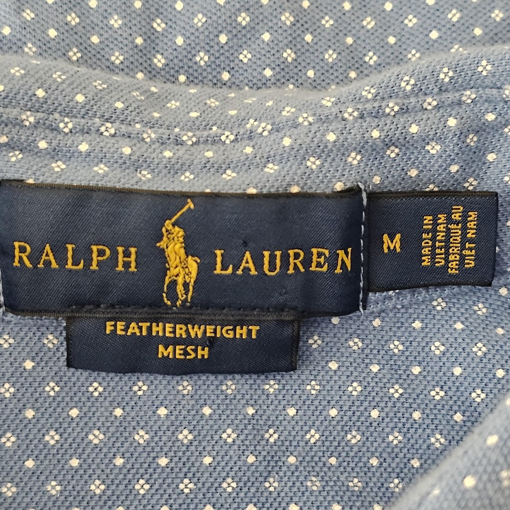 Ralph Lauren Shirt Mens Medium Featherweight Mesh Button Down Polka‎ Dot - Picture 3 of 11